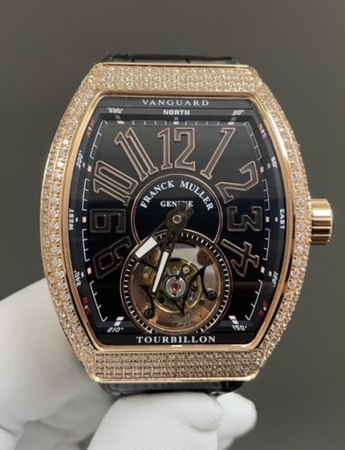Franck Muller Vanguard Tourbillon Rose Gold Diamond Watch