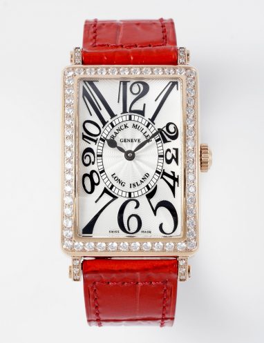 Franck Muller Long Island Diamond Red Leather Watch