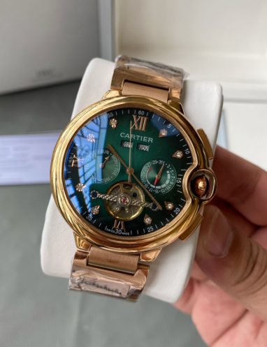 Cartier Gold-Tone Green Dial Luxury Watch