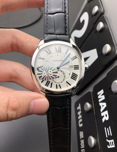 Cartier Elegant Roman Numeral Black Leather Watch