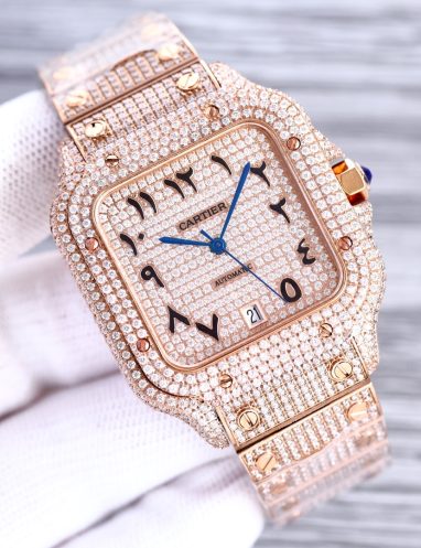Cartier Diamond-Studded Santos Watch