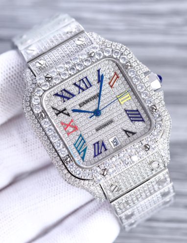 Cartier Santos Diamond Pave Watch