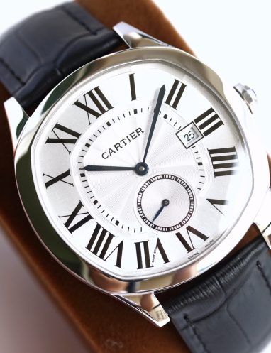 Cartier Luxury Men's Watch with Black Leather Strap