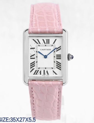 Cartier Tank Solo Pink Leather Watch