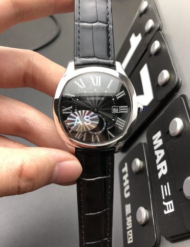 Cartier Men's Black Leather Strap Watch