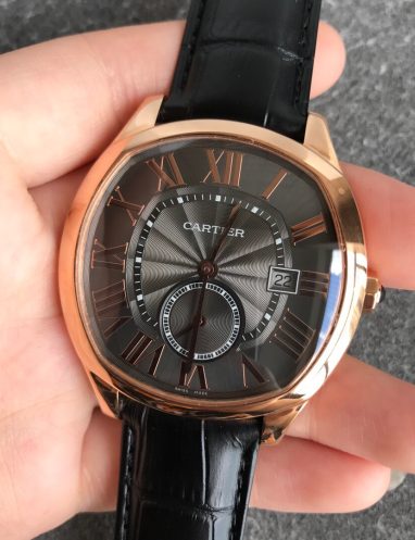 Cartier Rose Gold and Black Leather Watch