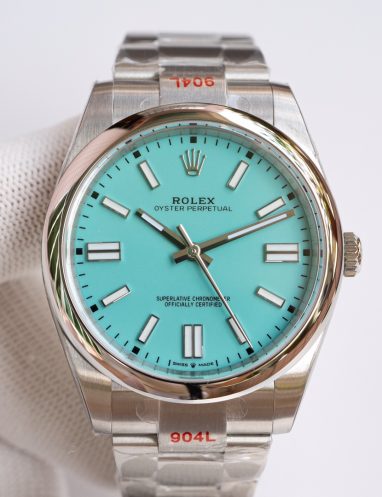 Rolex Oyster Perpetual Turquoise Dial Watch