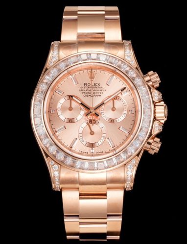 Rolex Daytona Rose Gold Chronograph Diamond Bezel Watch