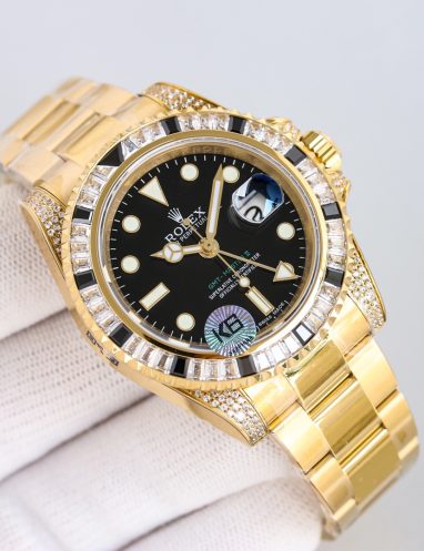 Rolex GMT-Master II Diamond-Encrusted Gold Watch