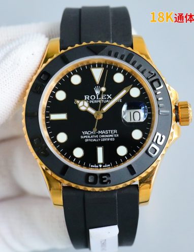 Rolex Yacht-Master 18K Gold and Black Watch