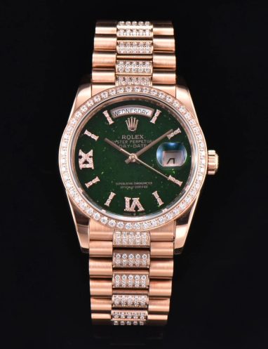 Rolex Day-Date 36 Everose Gold Diamond Watch