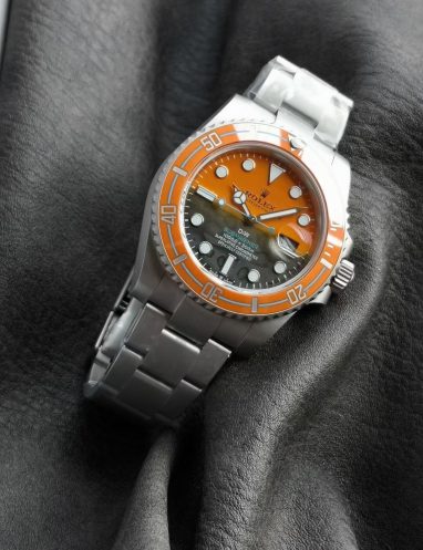 Rolex Submariner Orange Bezel Stainless Steel Watch