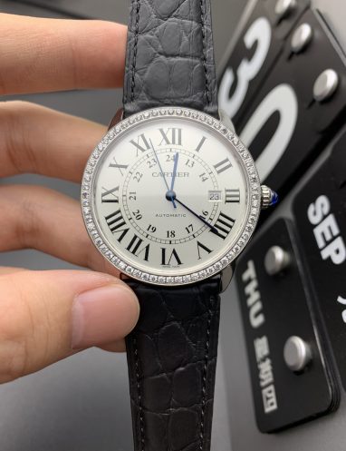 Cartier Men's Automatic Watch with Leather Strap