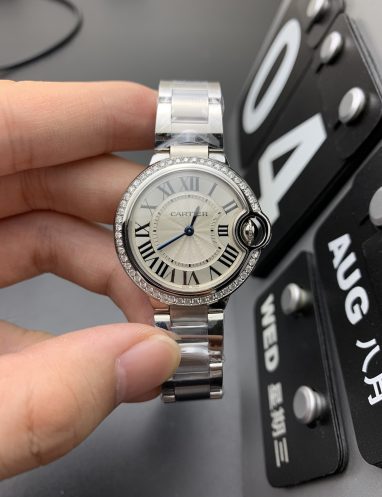 Cartier Ballon Bleu Stainless Steel Diamond Watch