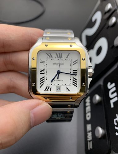 Cartier Santos Stainless Steel and Gold Automatic Watch