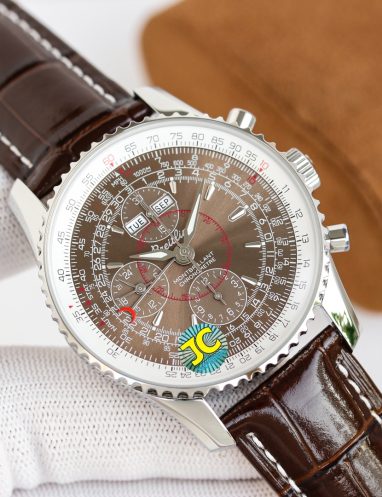 Breitling Navitimer Chronograph Brown Dial Leather Strap