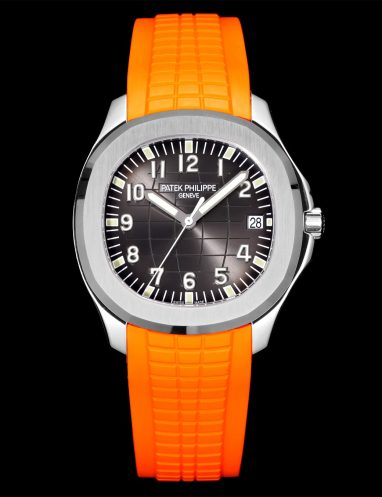 Patek Philippe Aquanaut Stainless Steel Watch with Orange Rubber Strap