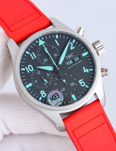 IWC Pilot's Chronograph Watch with Red Strap