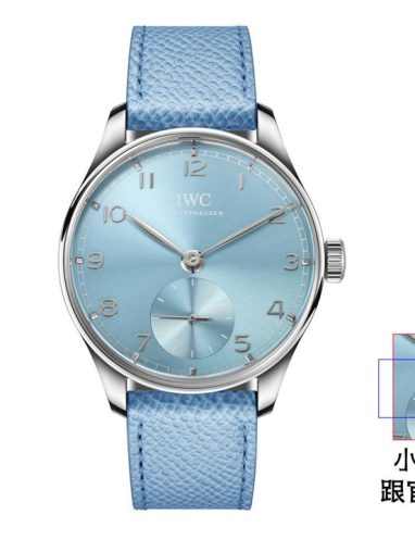 IWC Blue Dial Leather Strap Watch
