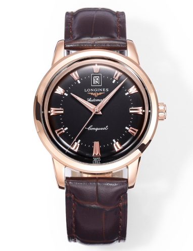 Longines Conquest Automatic Rose Gold Leather Watch
