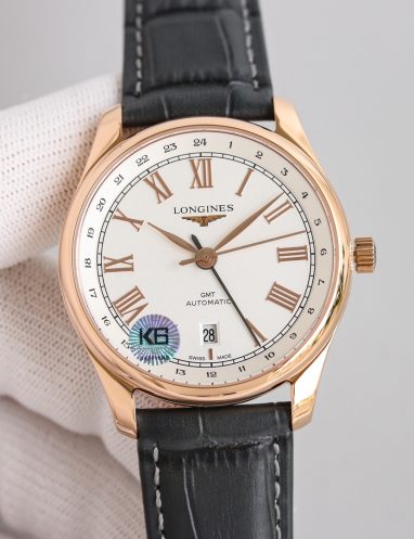 Longines Rose Gold GMT Automatic Watch