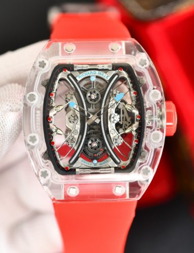 Richard Mille Transparent Red Strap Watch