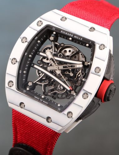 Richard Mille Skeleton Dial Red Strap Watch