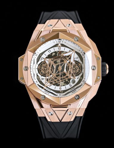 Hublot Rose Gold Geometric Skeleton Watch