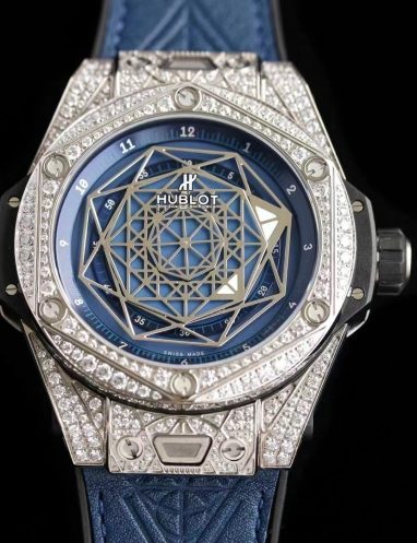 Hublot Blue Diamond-Encrusted Luxury Watch