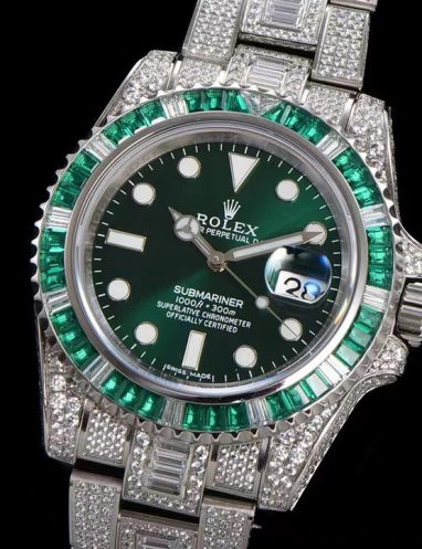 Rolex Submariner Green Dial Diamond-Set Watch