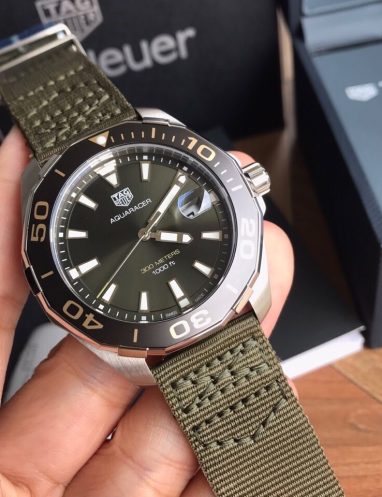 Tag Heuer Aquaracer Khaki Green Nylon Strap Watch